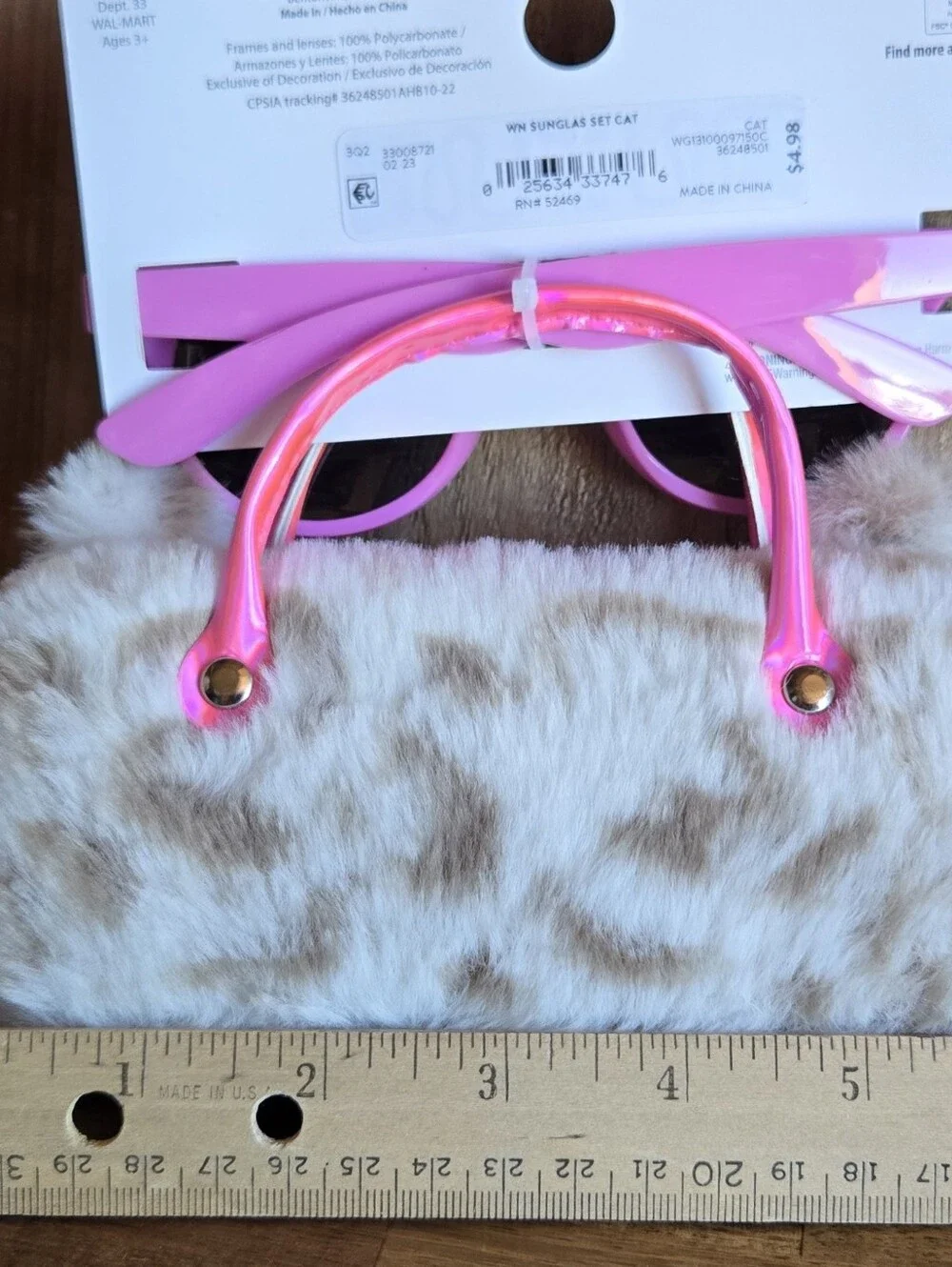 wonder nation Pink Leopard Kids Sunglasses with Plush Cat Case